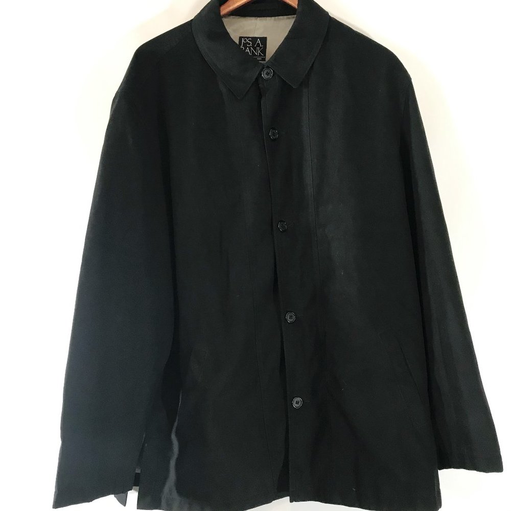 Jos A Bank Overcoat Jacket Black Lined Pockets But